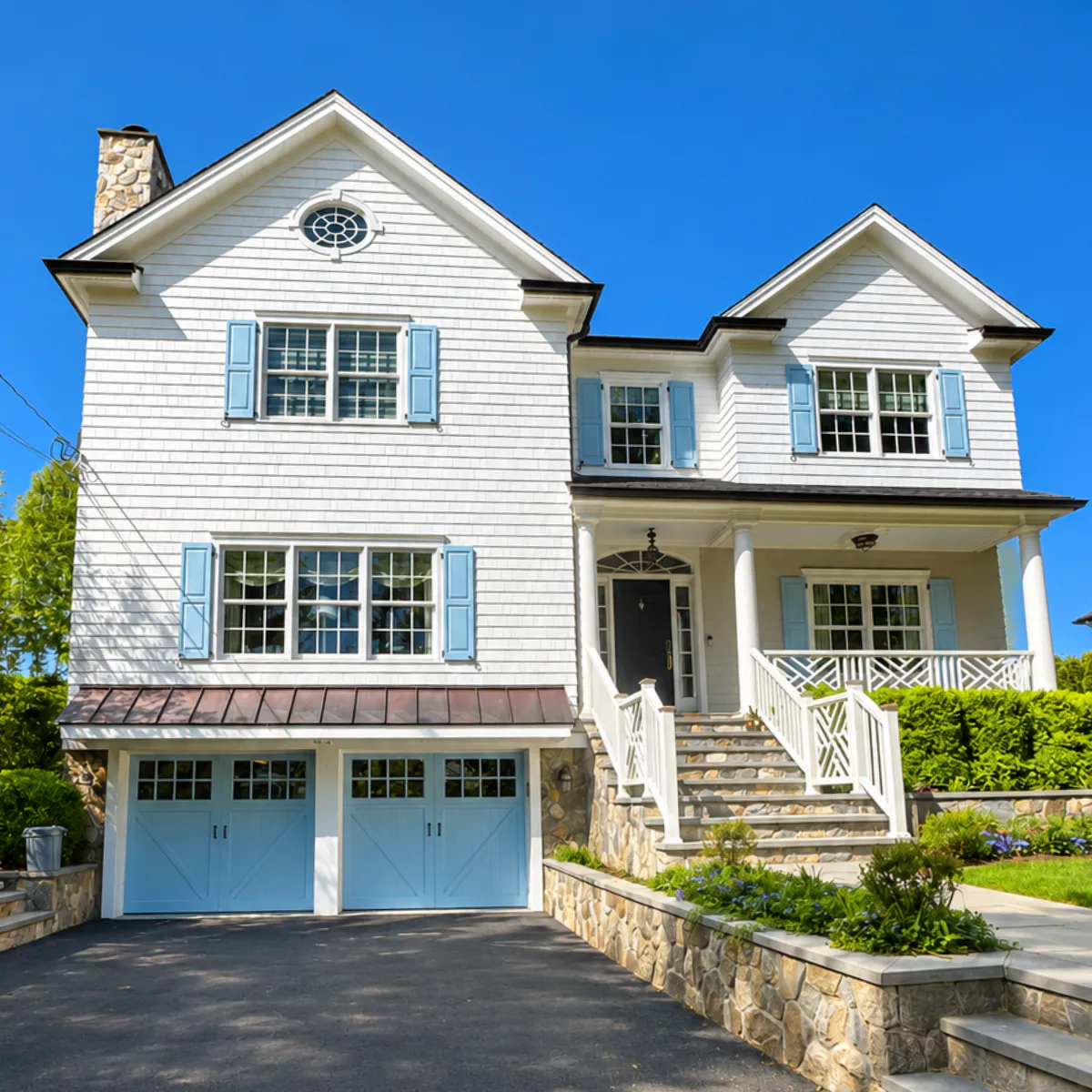 Finished exterior painting project on a Rye, New York home.