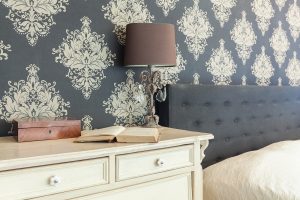 wallpapered accent wall