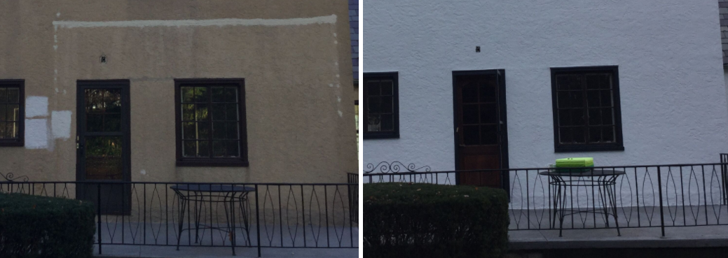 We repaired the historic stucco before painting it.