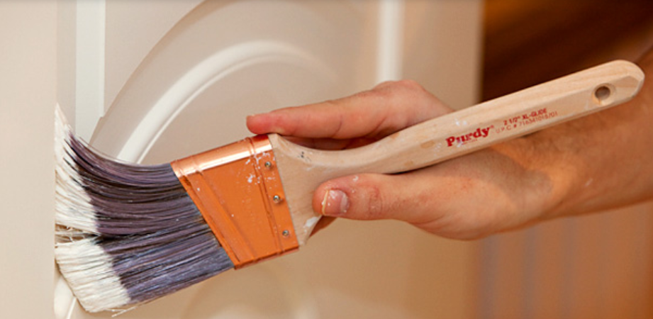 paint brush painting neutral tan paint