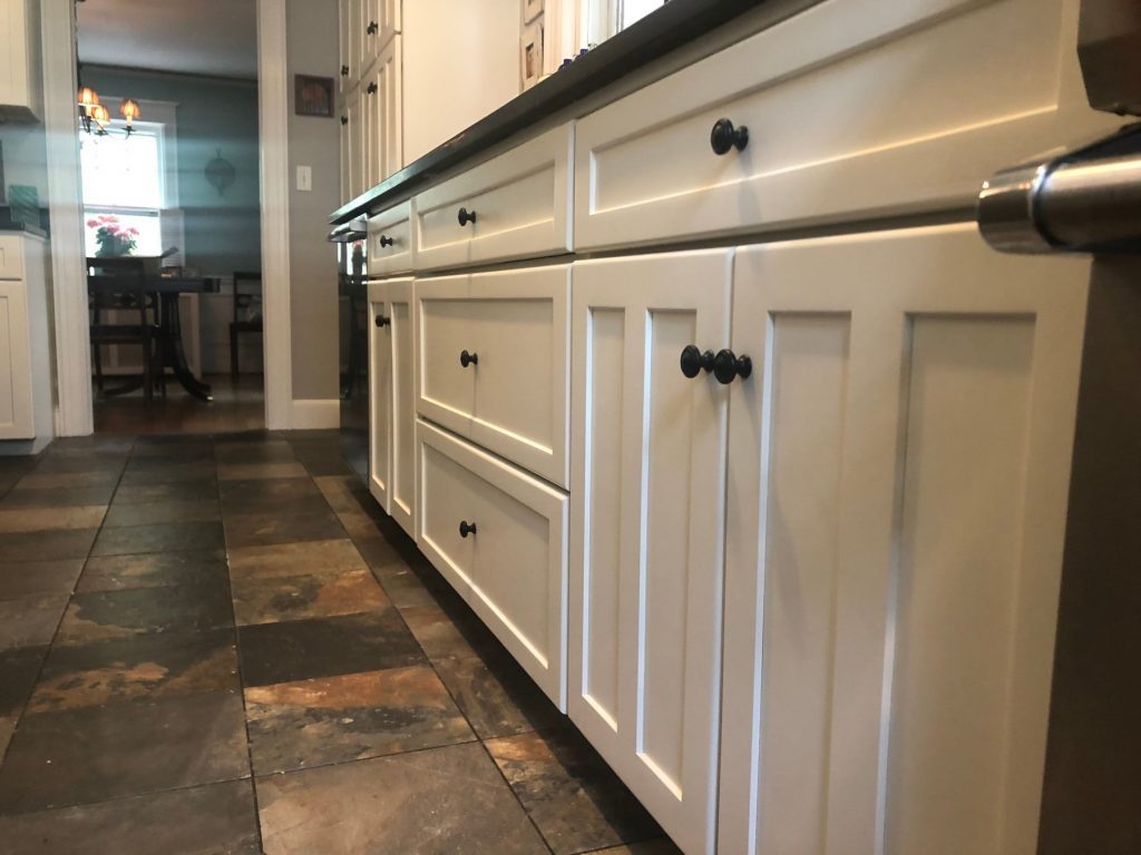 Country Kitchen Remodel with Black Cabinet Paint in Westchester