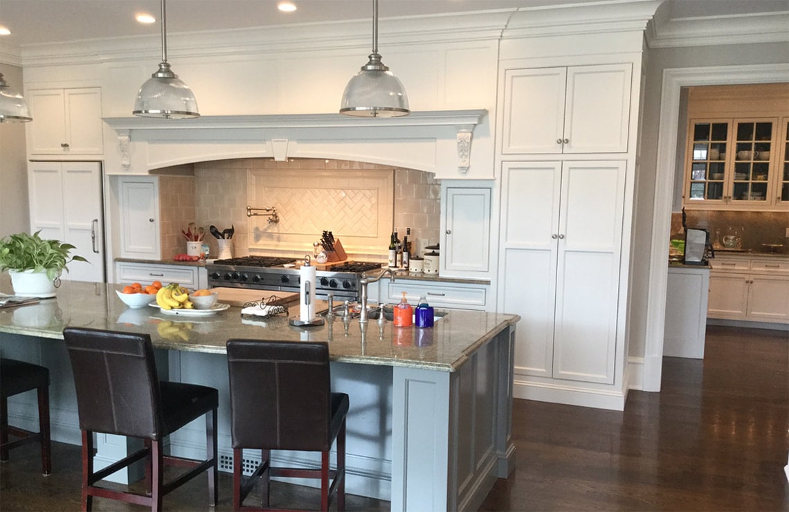 Country Kitchen Remodel with Black Cabinet Paint in Westchester